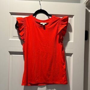 Elegant Red Ruffle Sleeve Top